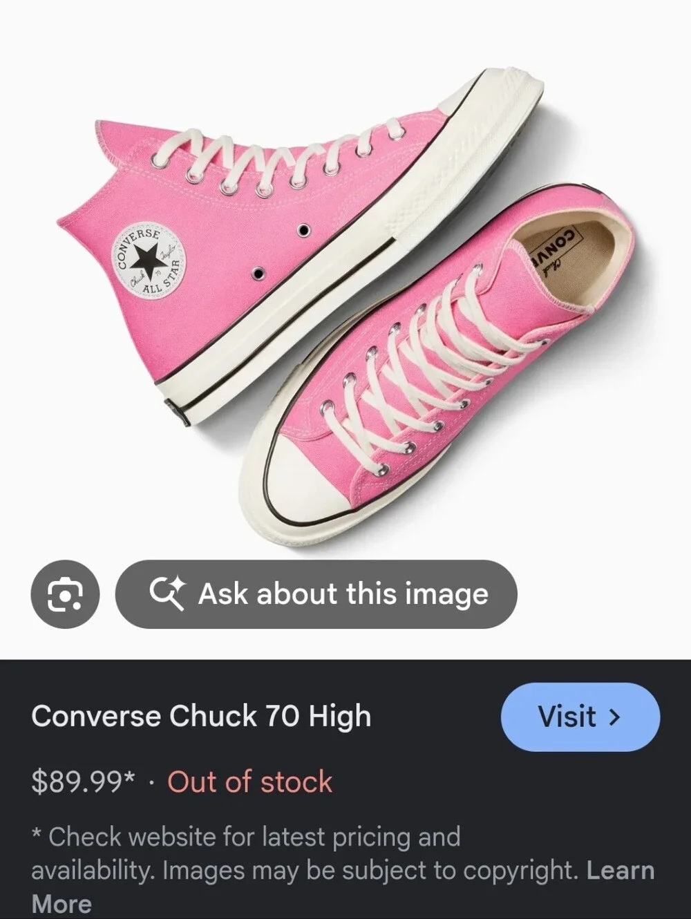 Converse Chuck 70 Taylor vintage style High Top Sneakers - Pink - Picture 14 of 14